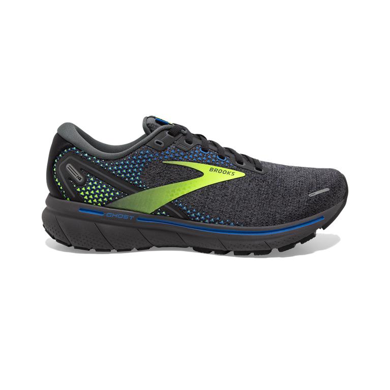 Brooks GHOST 14 Cushioned Road Running Shoes Mens Canada - Black/Blue/GreenYellow/Nightlife (IXM3498